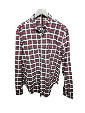 J.Crew Flex Oxford Plaid Button Down Shirt XL Red Navy Preppy Classic